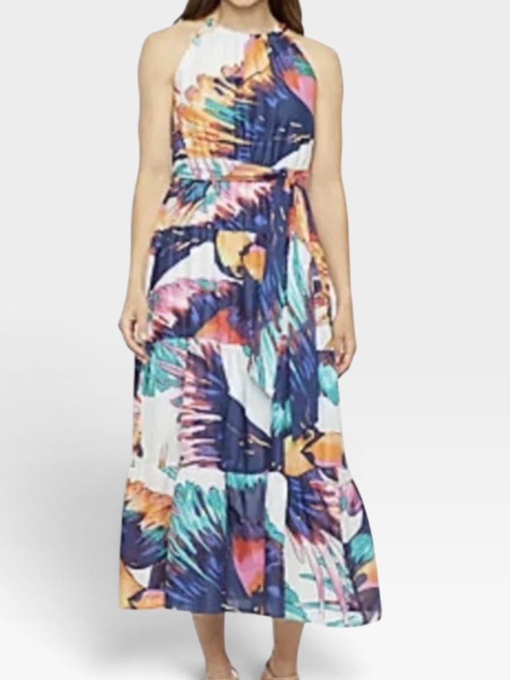 Isabel & Nina Halter Floral Maxi Dress in Tropical Multicolor
